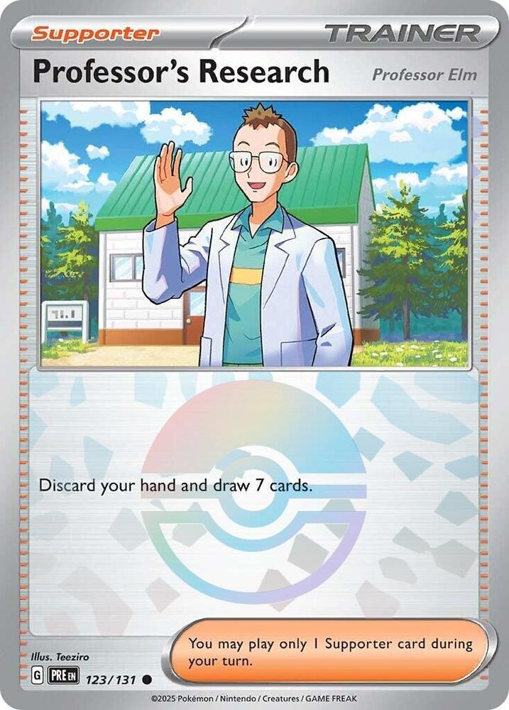 professors research pokemon card Professor's Research (123/131) [Professor Elm] (Poke Ball Pattern) [Sc