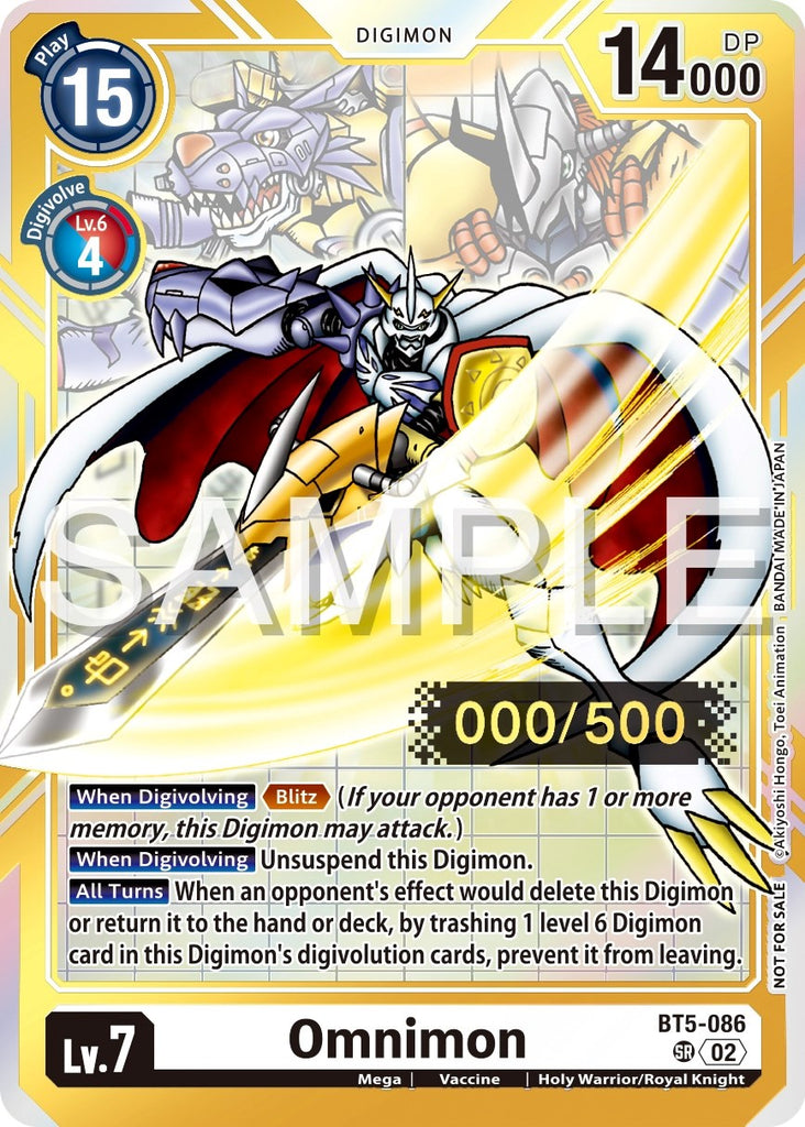 digimon battle of omni card list Omnimon [BT5-086] (Serial Numbered) [Battle of Omni Promos]