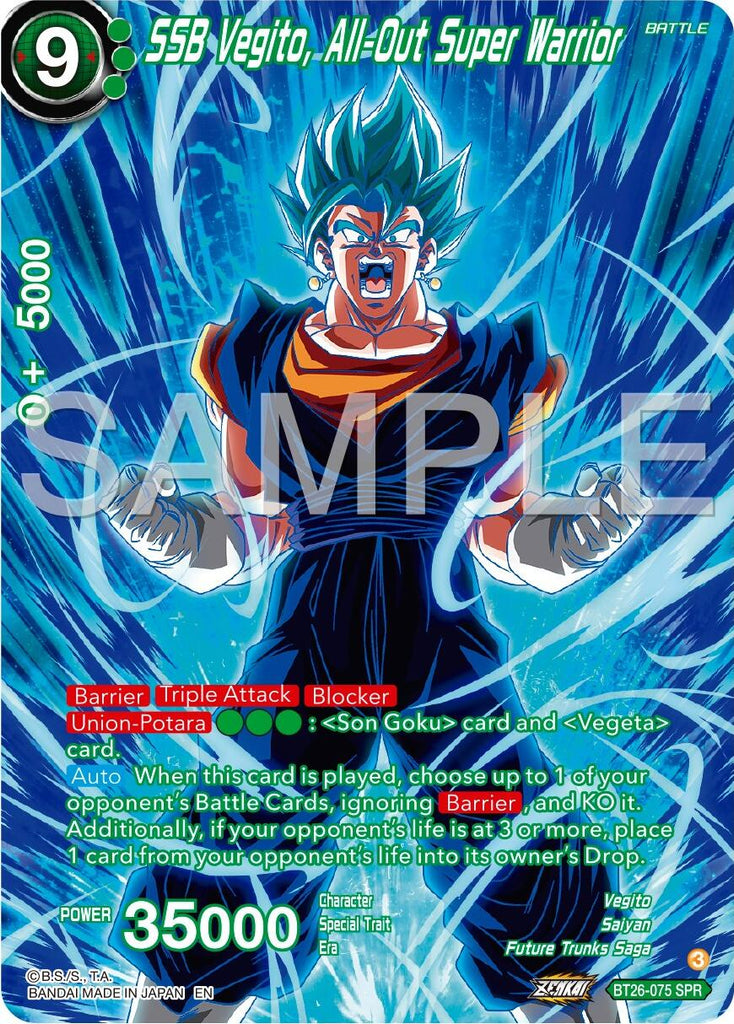dragon ball super card game blue vegito SSB Vegito, All-Out Super Warrior (SPR) (BT26-075) [Ultimate Advent]