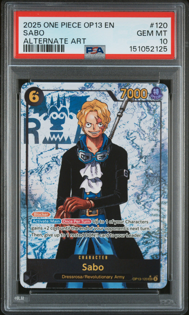 PSA GEM MT 10 Sabo [Op13-Carrying On His Will] - 151052125