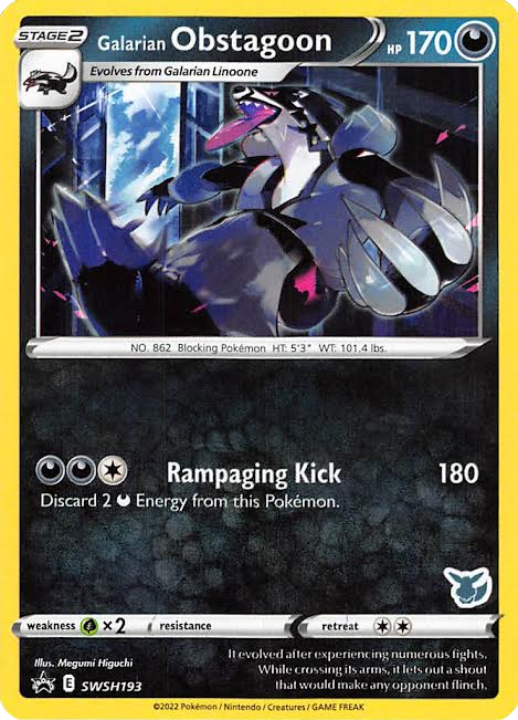 galarian obstagoon pokemon card - 198/185 - Vivid Voltage - Secret Rare this attack does 90 more damage Galarian Obstagoon (SWSH193) (Eevee Deck)
