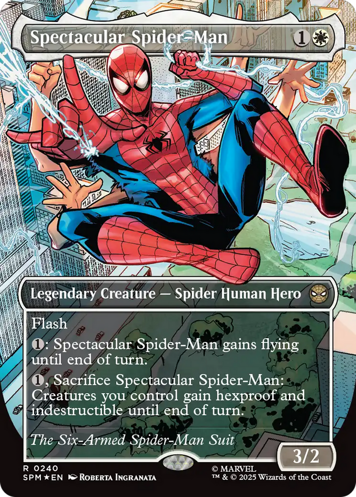 spiderman card binder Spectacular Spider-Man (0240) (Borderless) (Textured Foil) [Marvel's S