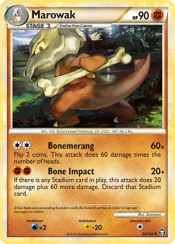 pokemon marowak card 2017 SM#4 Awoken Hero Alolan Holofoil #006/050 the Attacking Pokemon is now Confused Marowak (44/102) [HeartGold & SoulSilver: