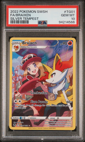PSA GEM MT 10 Braixen (TG01/TG30) [Sword & Shield: Silver Tempest] - 94214566