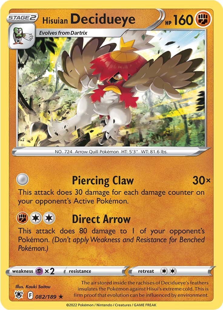 pokemon decidueye card (5/64) - Pokmon Night Wanderer (sv6a) With thousands of cards to choose from Hisuian Decidueye (082/189) [Sword &