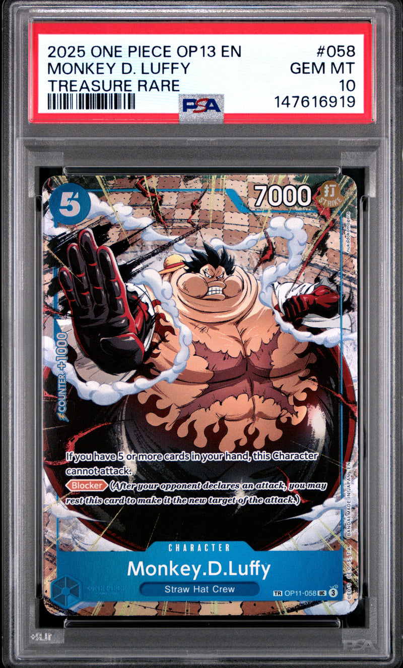 PSA GEM MT 10 Monkey D. Luffy [Op13-Carrying On His Will] - 147616919