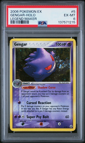 PSA EX-MT 6 Gengar-Holo (5/92) [Ex Legend Maker] - 137571215