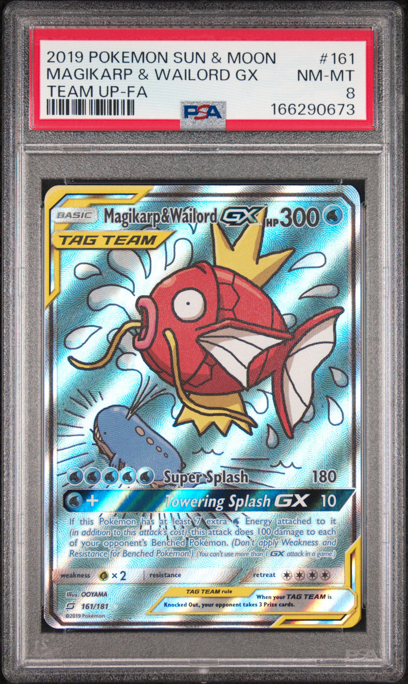 PSA NM-MT 8 Magikarp & Wailord Gx (161/181) [Sun & Moon Team Up] - 166290673