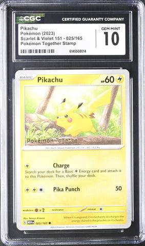 CGC GEM MINT 10 Pikachu (025/165) [Scarlet & Violet 151] - 6145508014