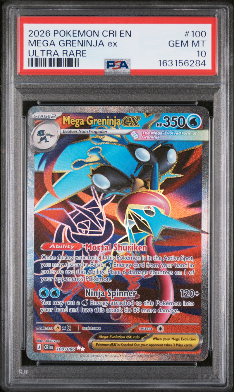 PSA GEM MT 10 Mega Greninja Ex (100/086) [Cri En-Chaos Rising] - 163156284