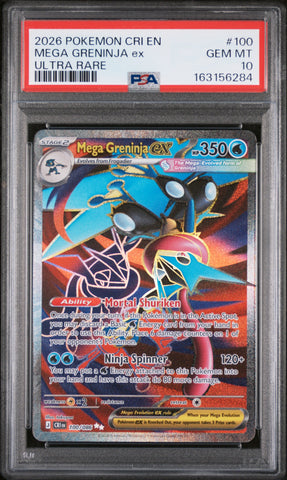 PSA GEM MT 10 Mega Greninja Ex (100/086) [Cri En-Chaos Rising] - 163156284