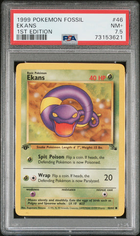 PSA NM+ 7.5 Ekans (46/62) [Fossil] - 73153621