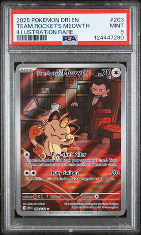 PSA MINT 9 Team Rocket'S Meowth (203/182) [Dri En-Destined Rivals] - 124447290