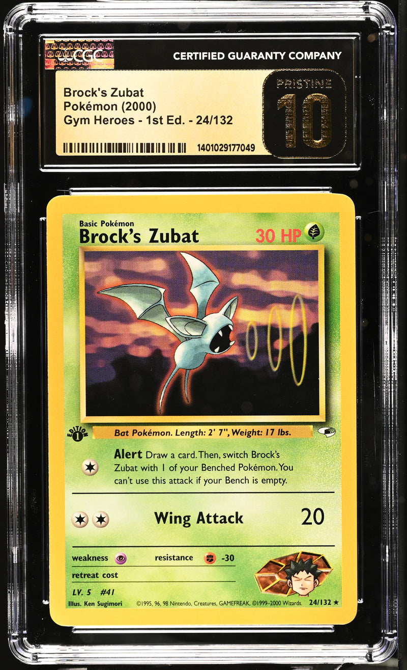 CGC PRISTINE 10 Brock's Zubat (24/132) [Gym Heroes - 1st Ed.] - 1401029177049