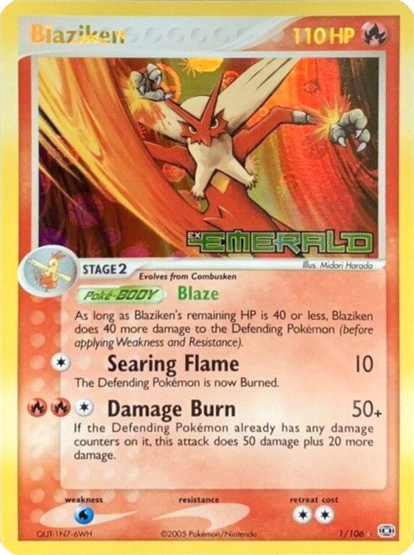 pokemon cards blaziken Blaziken (1/106) (Stamped) [EX: Emerald]