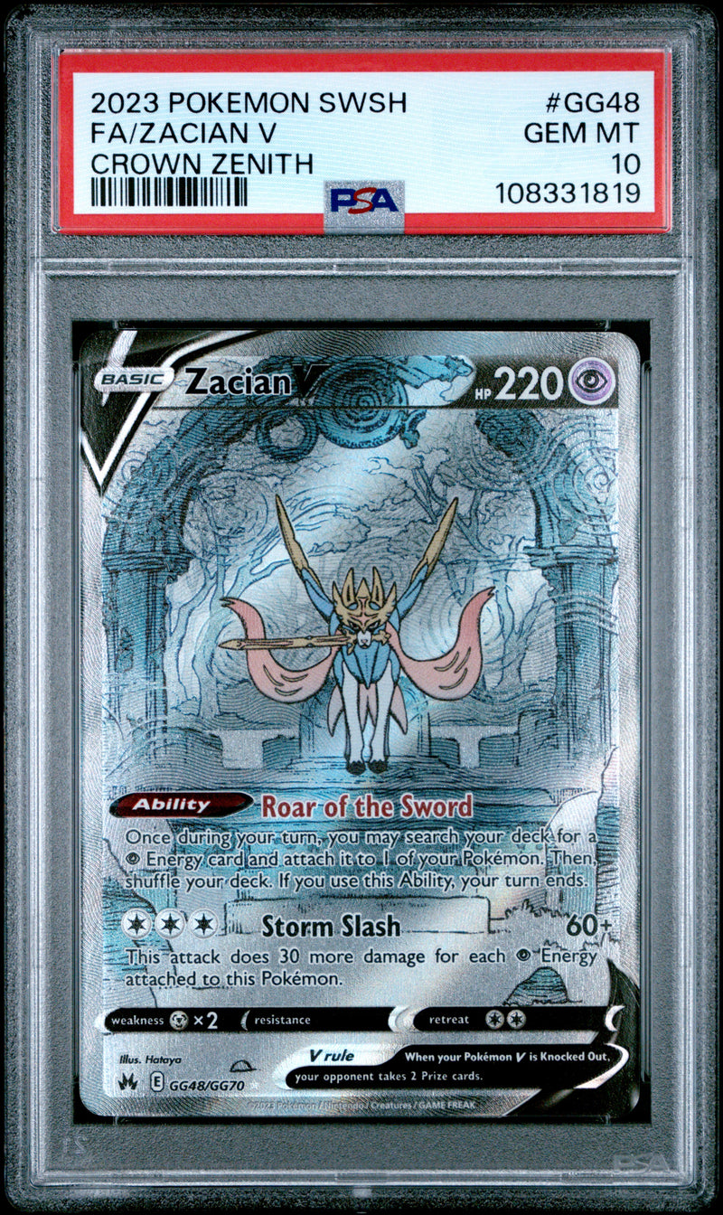 PSA GEM MT 10 Zacian V(GG48/GG70) [Sword And Shield Crown Zenith] - 108331819