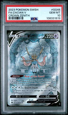 PSA GEM MT 10 Zacian V(GG48/GG70) [Sword And Shield Crown Zenith] - 108331819