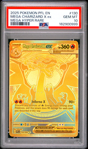 PSA GEM MT 10 Mega Charizard X Ex (130/094) [Pfl En-Phantasmal Flames] - 162900999