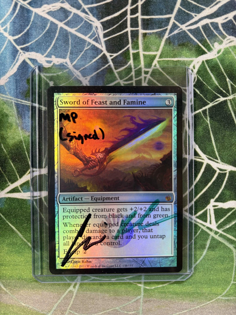 Sword of Feast and Famine (Signed by Chris Rahn) [Mirrodin Besieged]