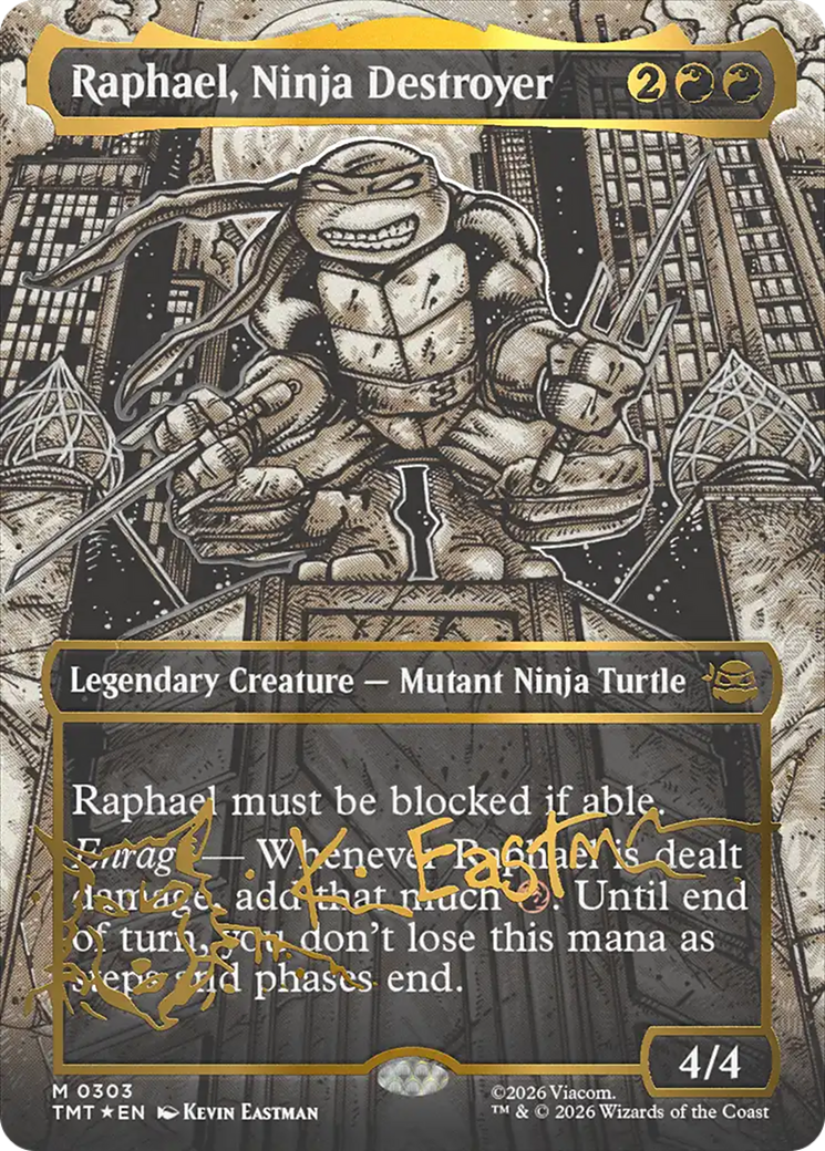 Raphael, Ninja Destroyer (Borderless) (Gold-Stamped Signature) [Teenag