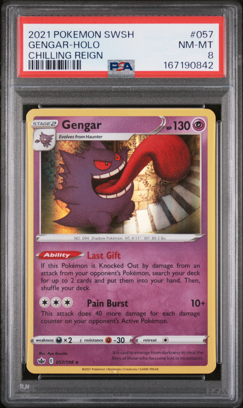 PSA NM-MT 8 Gengar-Holo (057/198) [Sword & Shield Chilling Reign] - 167190842