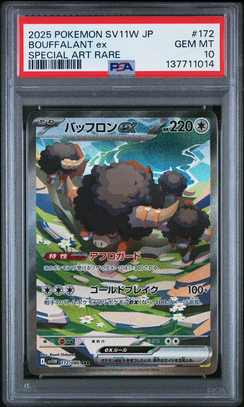 PSA GEM MT 10 Bouffalant Ex(172/086) [Japanese Sv11W-White Flare] - 137711014