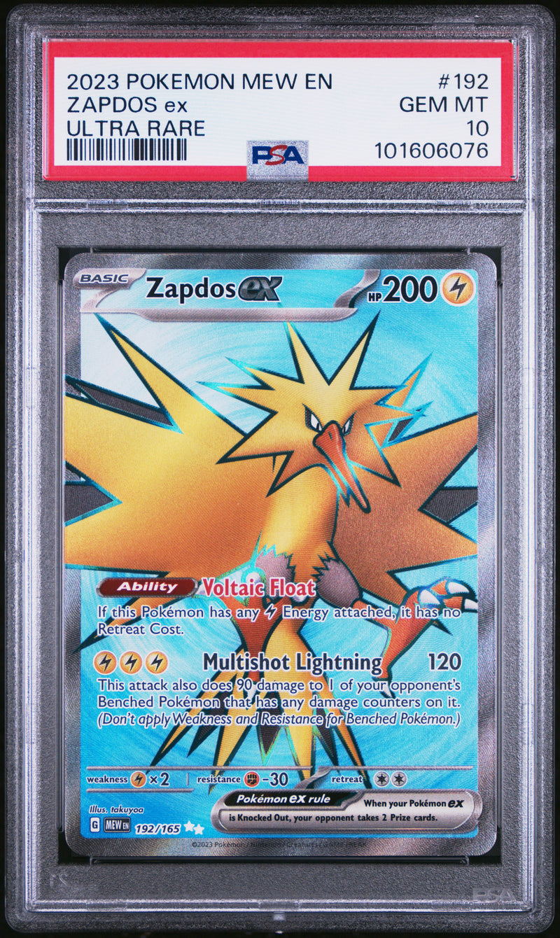 PSA GEM MT 10 Zapdos Ex (192) [Mew En-151] - 101606076