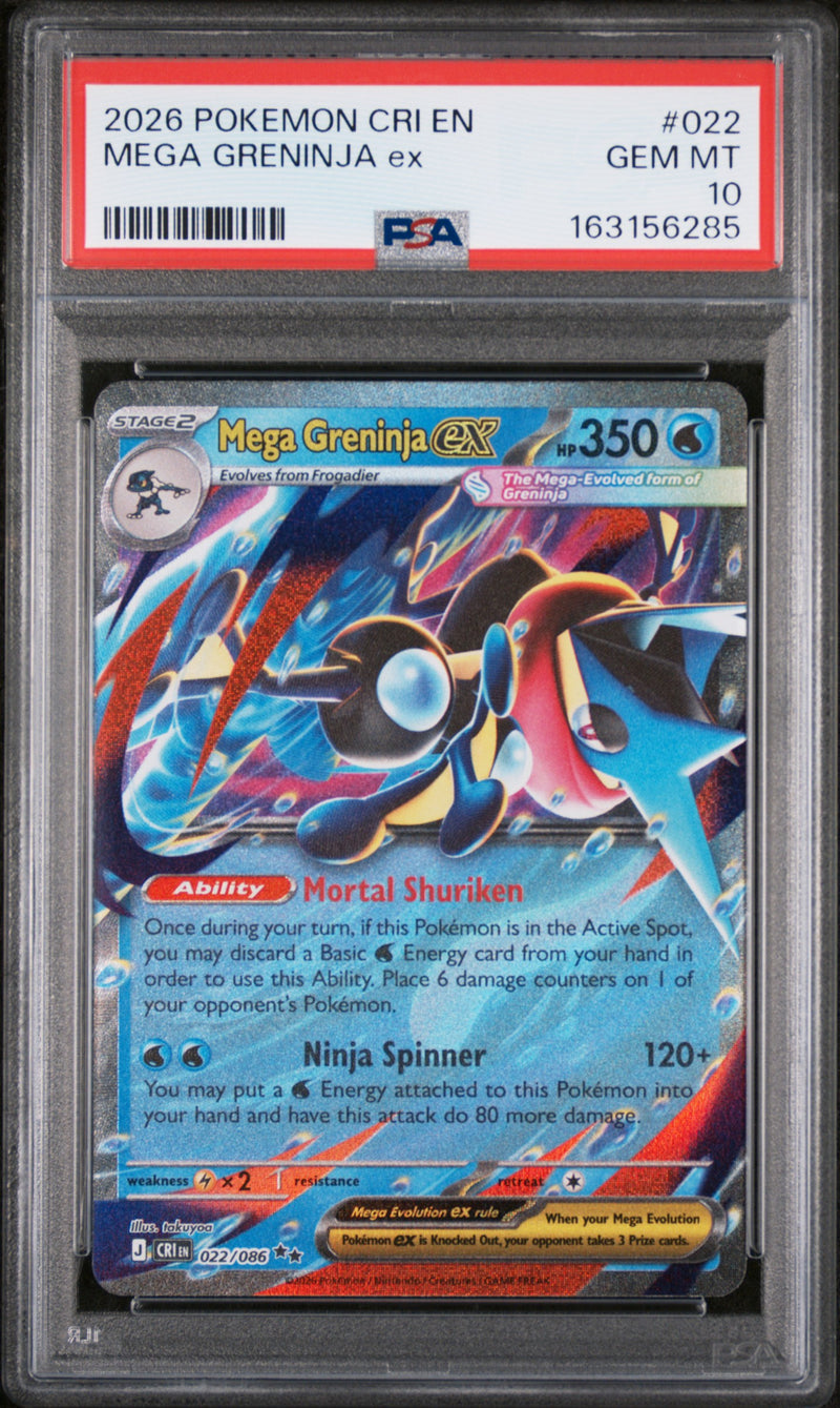 PSA GEM MT 10 Mega Greninja Ex (022/086) [Cri En-Chaos Rising] - 163156285