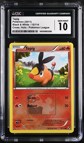 CGC GEM MINT 10 Tepig (15/114) [Black & White] - 1401009823280
