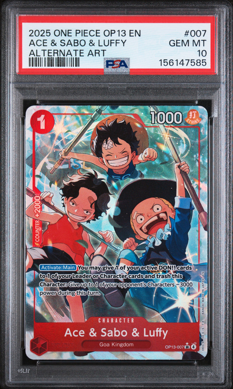 PSA GEM MT 10 Ace & Sabo & Luffy [Op13-Carrying On His Will] - 156147585