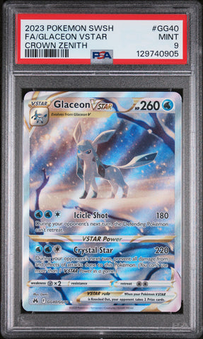 PSA MINT 9 Glaceon Vstar (GG40/GG70) [Sword And Shield Crown Zenith] - 129740905