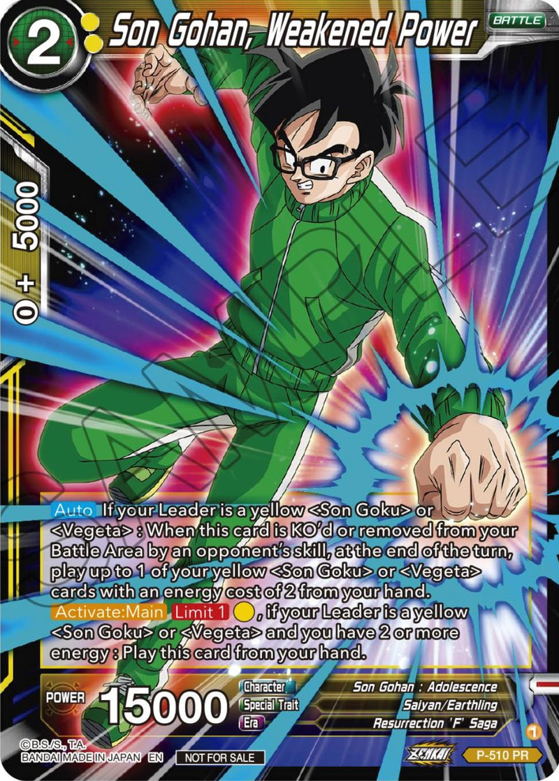 Son Gohan, Weakened Power (Zenkai Series Tournament Pack Vol.4) (P-510) [Tournament Promotion Cards]