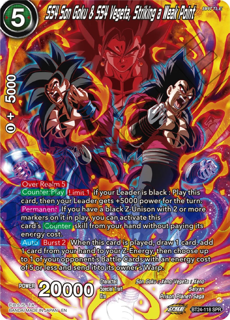 SS4 Son Goku & SS4 Vegeta, Striking a Weak Point (SPR) (BT24-118) [Bey