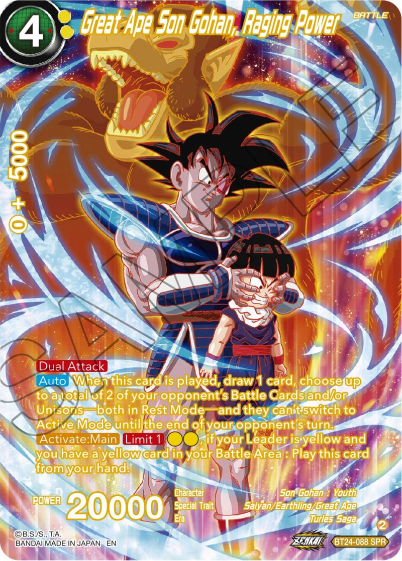 Great Ape Son Gohan, Raging Power (SPR) (BT24-088) [Beyond Generations]