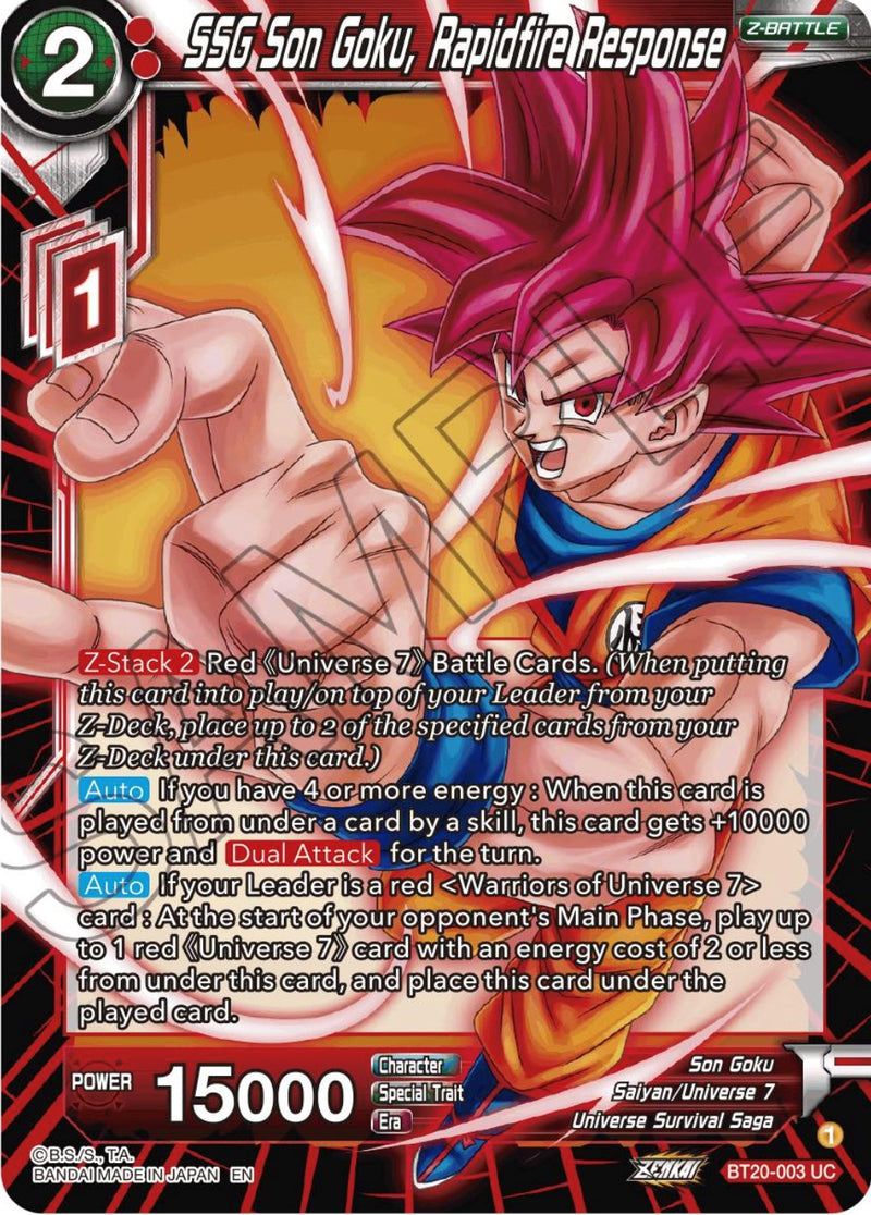 dragon ball super card game bt20 SSG Son Goku, Rapidfire Response (BT20-003) [Power Absorbed]