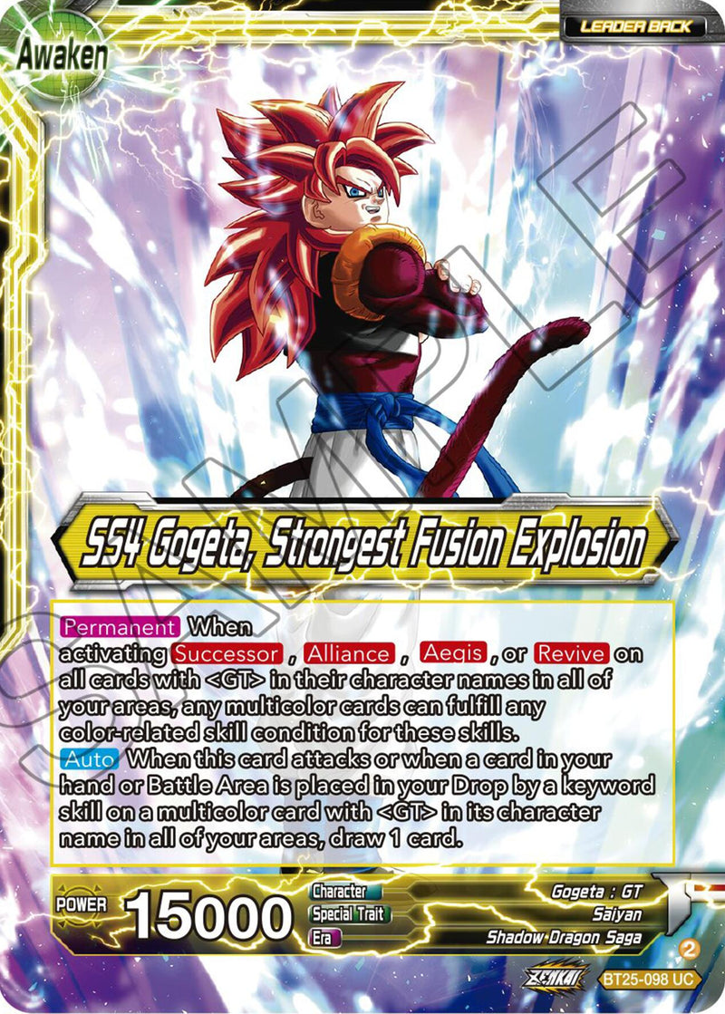 SS4 Son Goku & SS4 Vegeta // SS4 Gogeta, Strongest Fusion Explosion (BT25-098 UC) [Legend of the Dragon Balls]