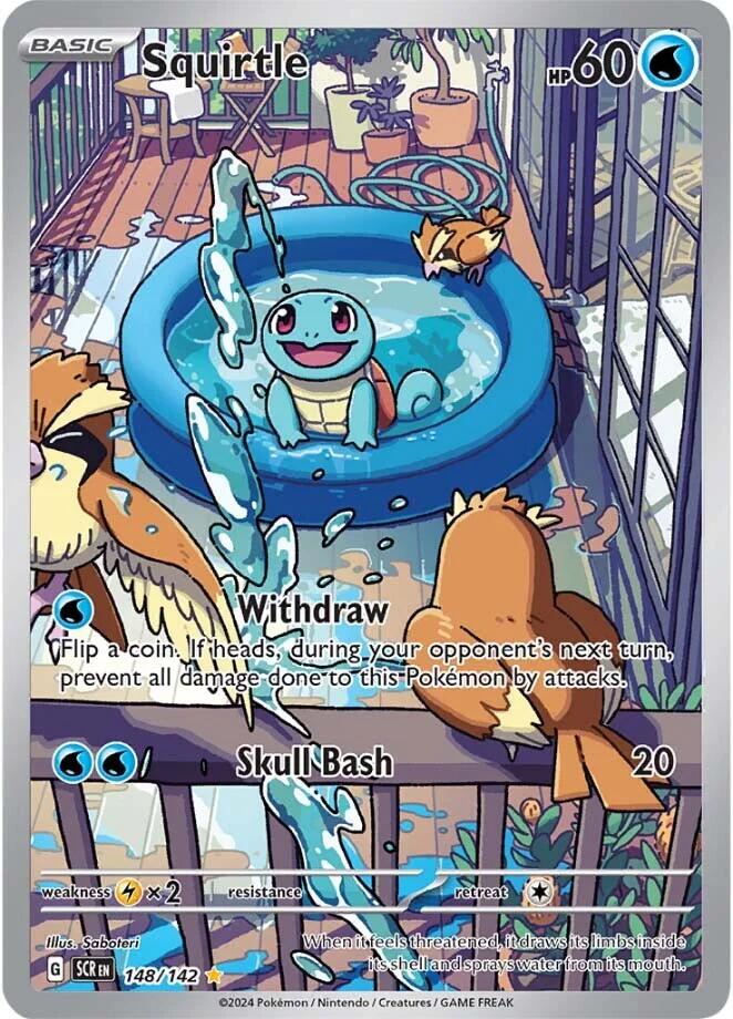 148 142 pokemon card Squirtle (Graded) Case RarityIllustration Rare Hit Points60 HP Water Withdraw Flip a coin Squirtle - 148/142