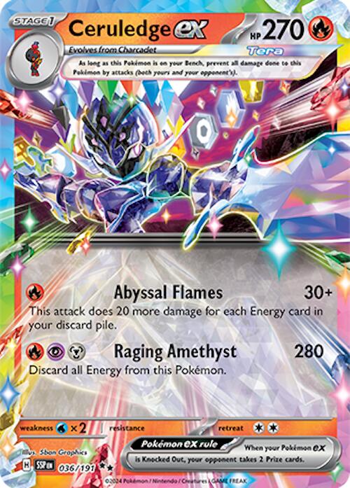 036 191 pokemon card Ceruledge ex 036/191 Sv08: Surging Sparks Holo