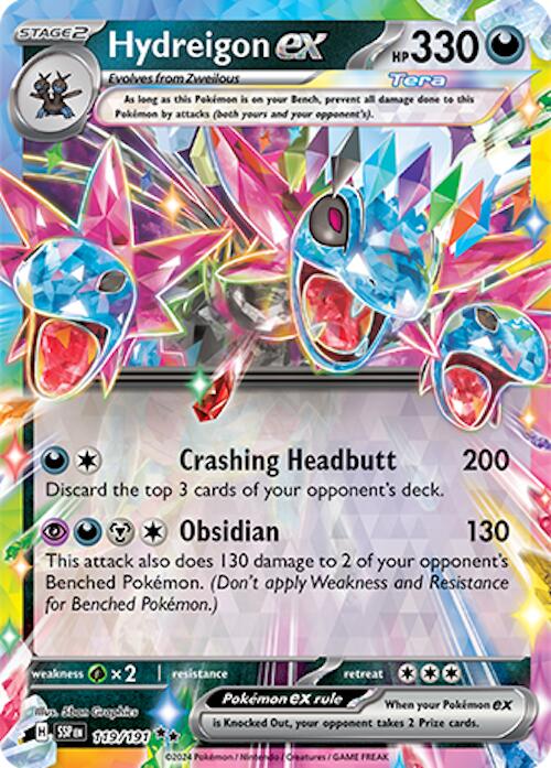 119 191 pokemon card Hydreigon EX - 119/191 - Double Rare - SV08: Surging Sparks - Pokemon TCG