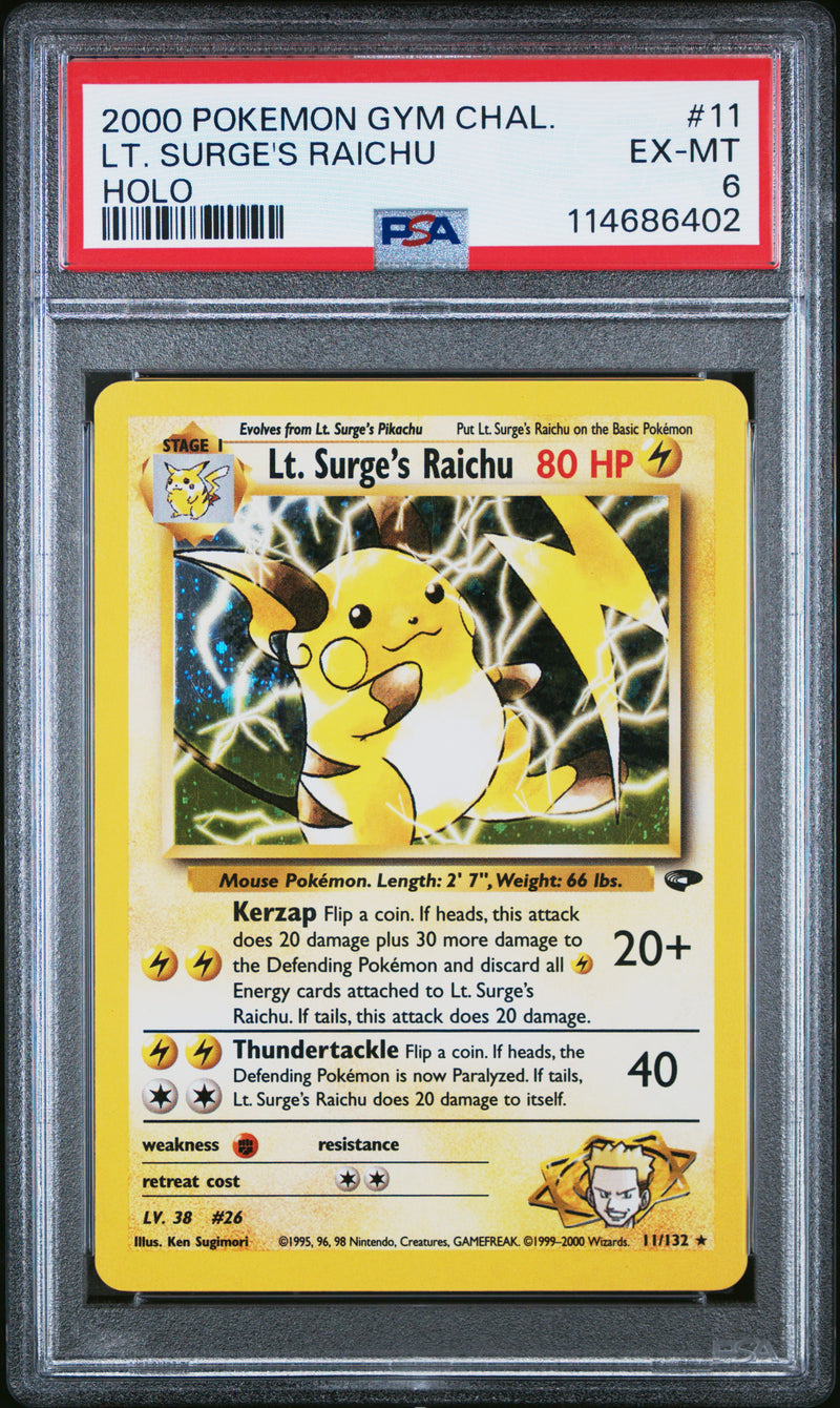 PSA EX-MT 6 Lt. Surge'S Raichu (11/132) [Gym Challenge] - 114686402