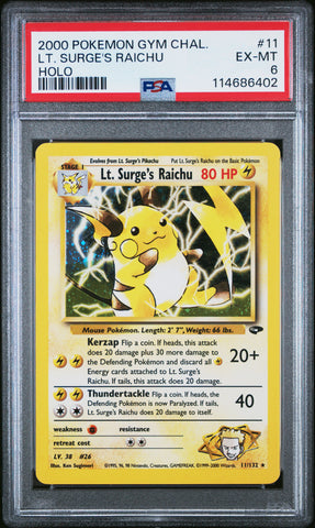 PSA EX-MT 6 Lt. Surge'S Raichu (11/132) [Gym Challenge] - 114686402