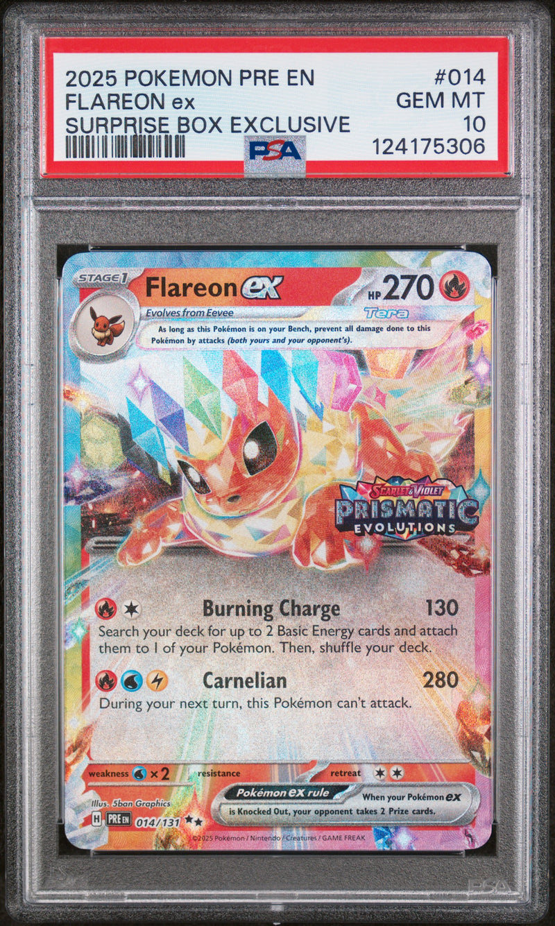 PSA GEM MT 10 Flareon Ex (014/131) [Pre En-Prismatic Evolutions] - 124175306