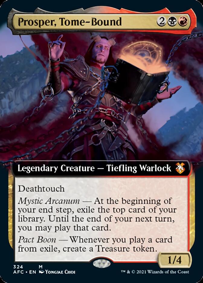 mtg adventures in the forgotten realms most valuable cards Prosper, Tome-Bound (Extended Art) [Dungeons & Dragons: Adventures in