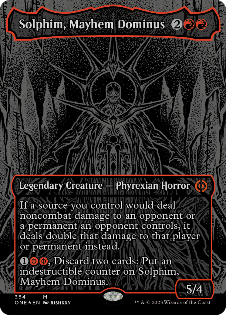 Solphim, Mayhem Dominus (Oil Slick Raised Foil) [Phyrexia: All Will Be Solphim, Mayhem Dominus (Oil Slick Raised Foil) [Phyrexia: All Will Be