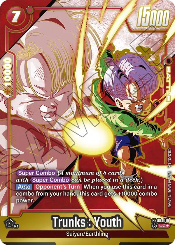 dragon ball super card game trunks Reveals Perfect Combination Cards: SS2 SPR Trunks : Youth (FB08-016) (Alternate