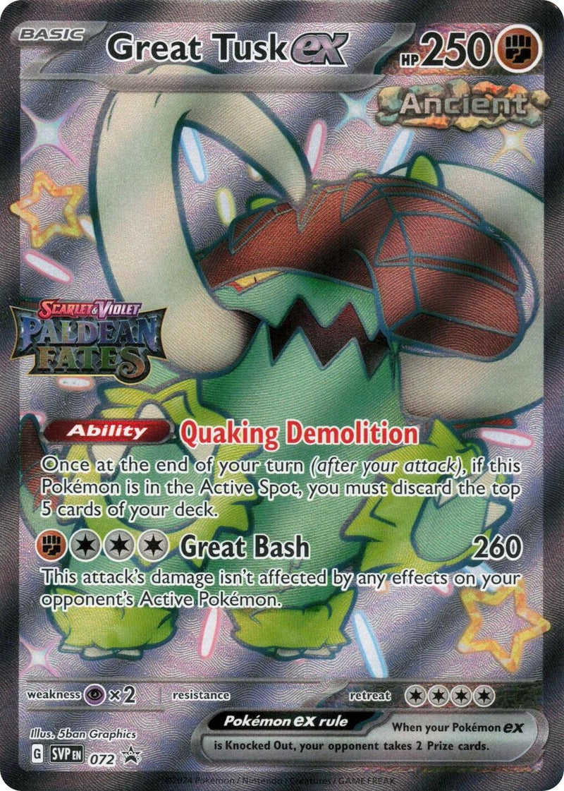 pokemon paldean fates best cards Great Tusk ex (072) (Paldean Fates Stamped) [Scarlet & Violet: Paldean