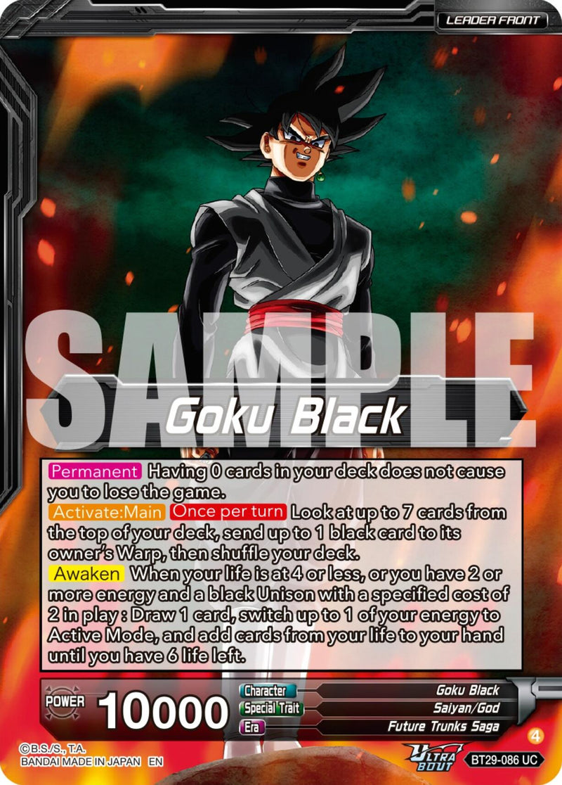 goku black dragon ball super card game Goku Black // SS Rose Goku Black, Future of Despair (SLR) (BT29-086) [
