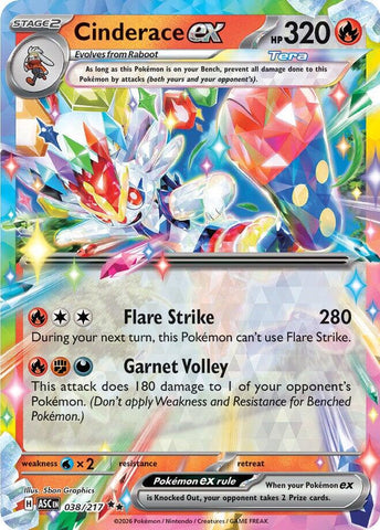 Cinderace ex (038/217) [Mega Evolution: Ascended Heroes]