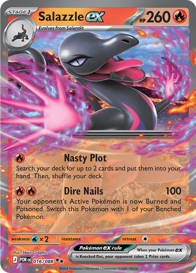 salazzle pokemon card Trading Game Crown Zenith Single Card Uncommon 28 Sudden Scorching Your opponent discards a card from their hand Salazzle ex (016/088) [Mega Evolution: