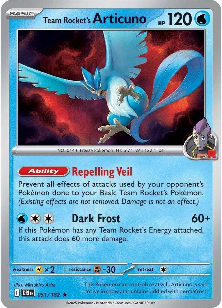Team Rocket's Articuno (051/182) (Non-Holo) (Deck Exclusive) [Scarlet & Violet: Destined Rivals]